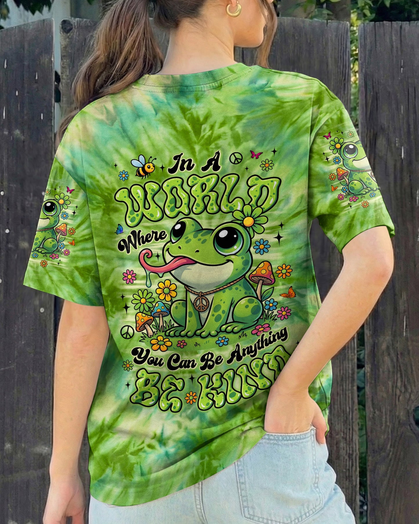 BE KIND FROG GREEN ALL OVER PRINT - TYLN2204262