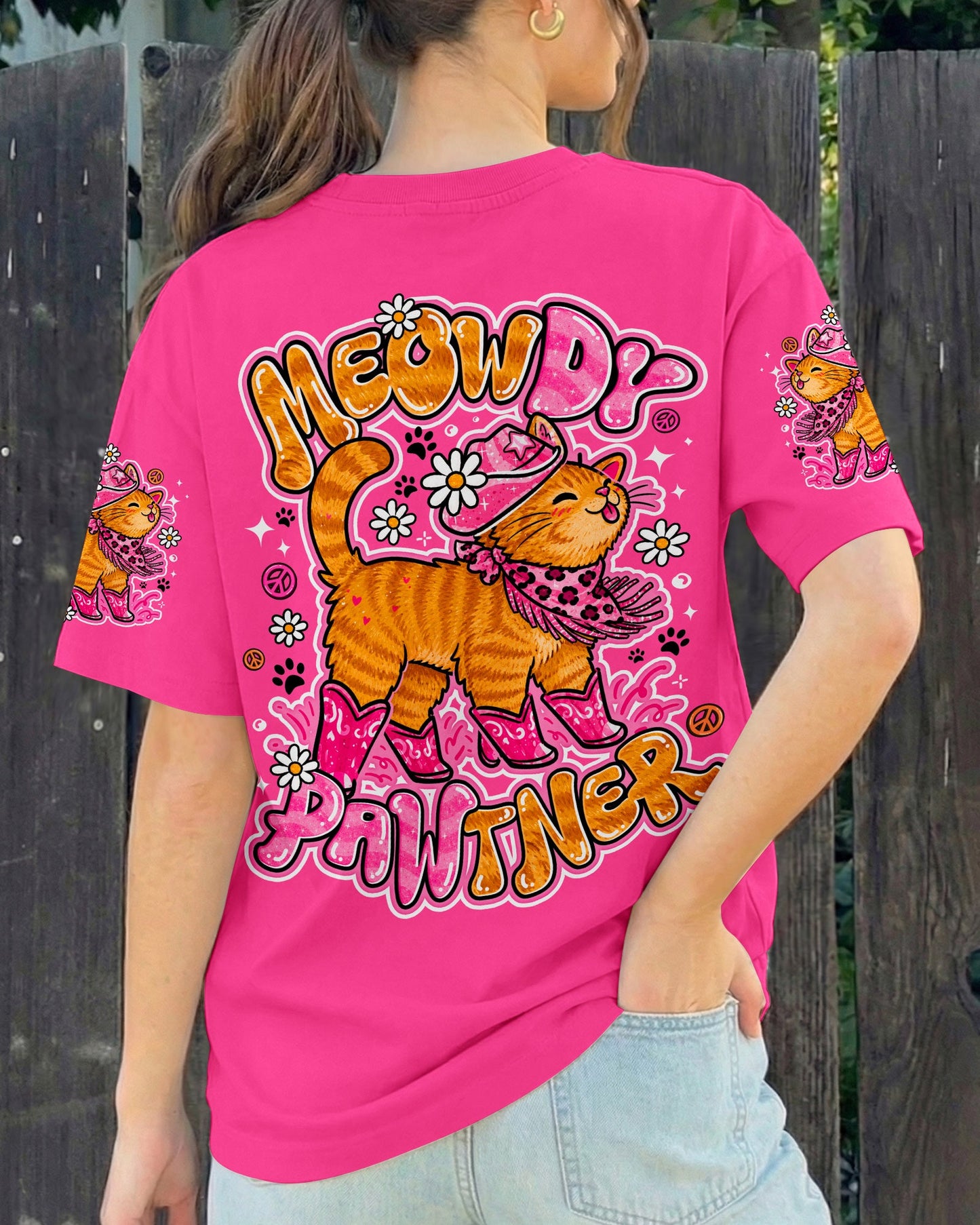 MEOWDY PAWTNER ORANGE TABBY CAT ALL OVER PRINT - TLNO0907262