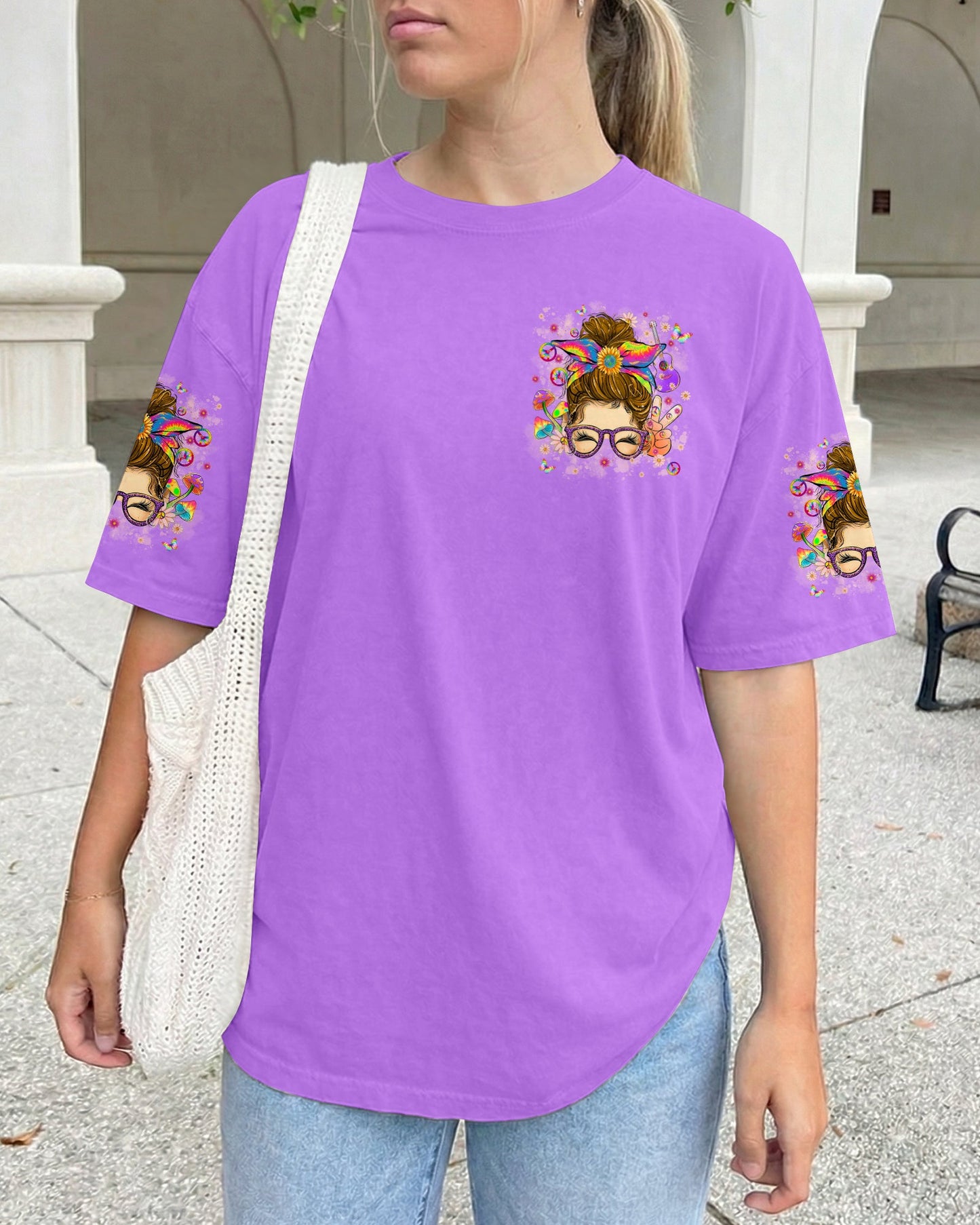DON'T WORRY BE HIPPIE MESSY BUN ALL OVER PRINT - TYLN3006262