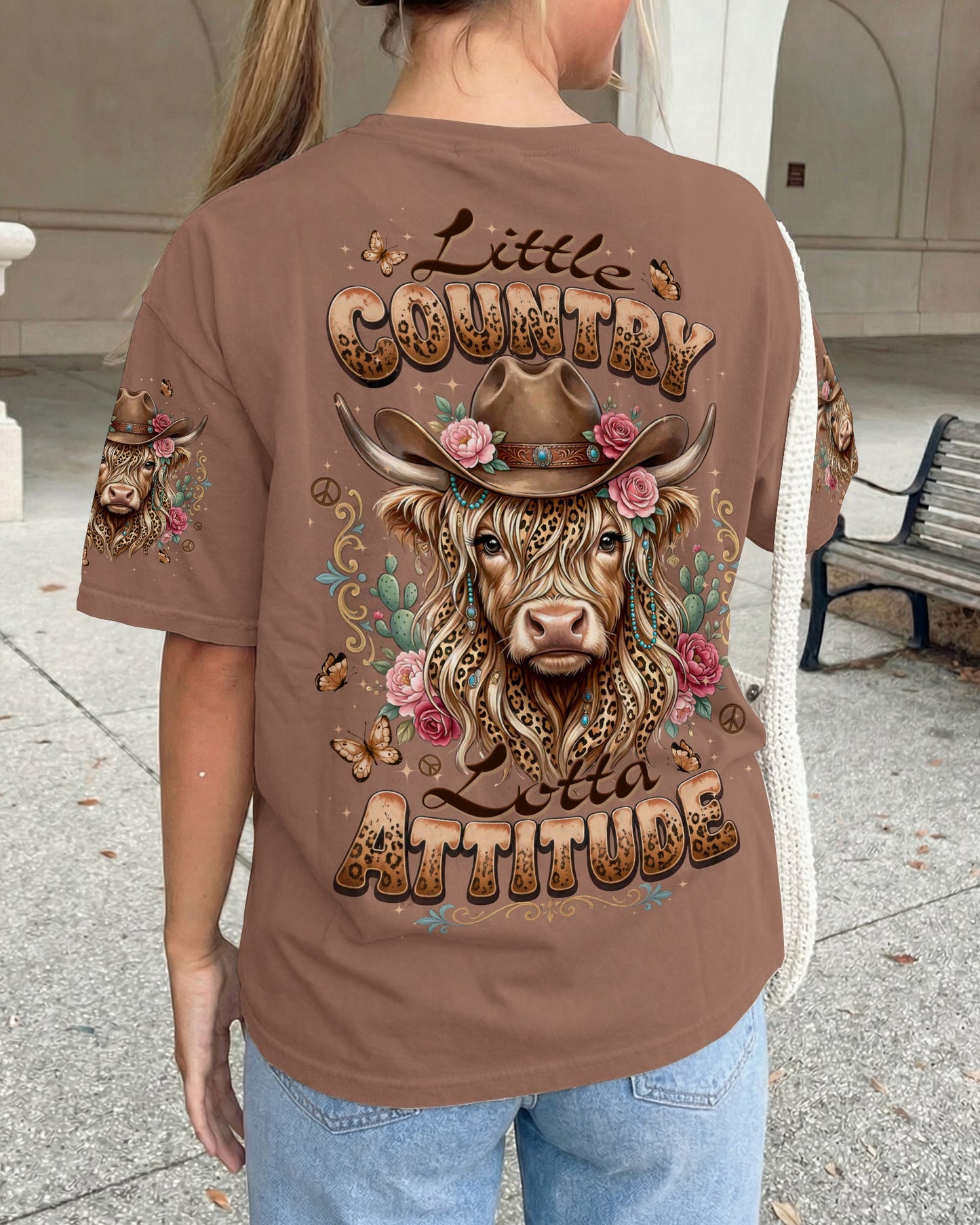 LITTLE COUNTRY LOTTA ATTITUDE COW ALL OVER PRINT  - TLTW1006264
