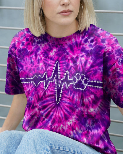 HEARTBEAT PAW PRINT PURPLE PINK BURST ALL OVER PRINT - TLHG1706261