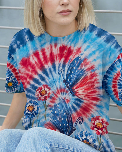 RED WHITE BLUE BUTTERFLY ALL OVER PRINT - RITD2406261