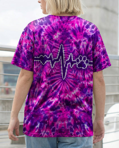 HEARTBEAT PAW PRINT PURPLE PINK BURST ALL OVER PRINT - TLHG1706261