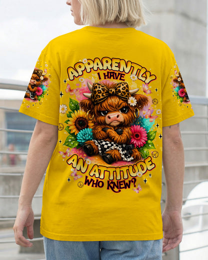 APPARENTLY I HAVE AN ATTITUDE WHO KNEW COW ALL OVER PRINT - TLNT1905262