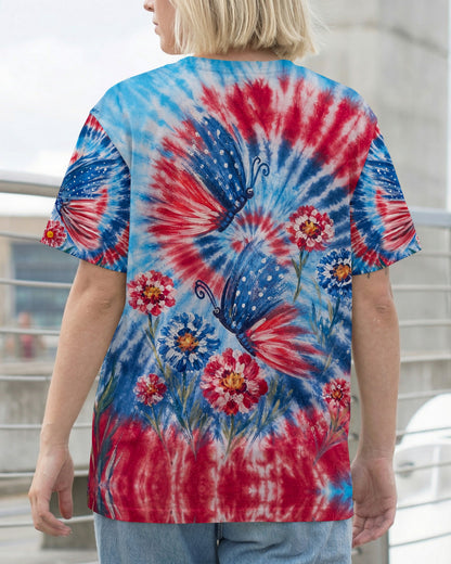 RED WHITE BLUE BUTTERFLY ALL OVER PRINT - RITD2406261