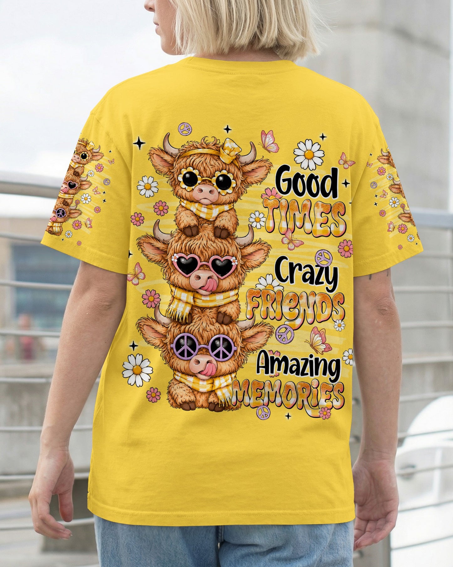 GOOD TIMES CRAZY FRIENDS HIGHLAND COW ALL OVER PRINT - TLNT0707261