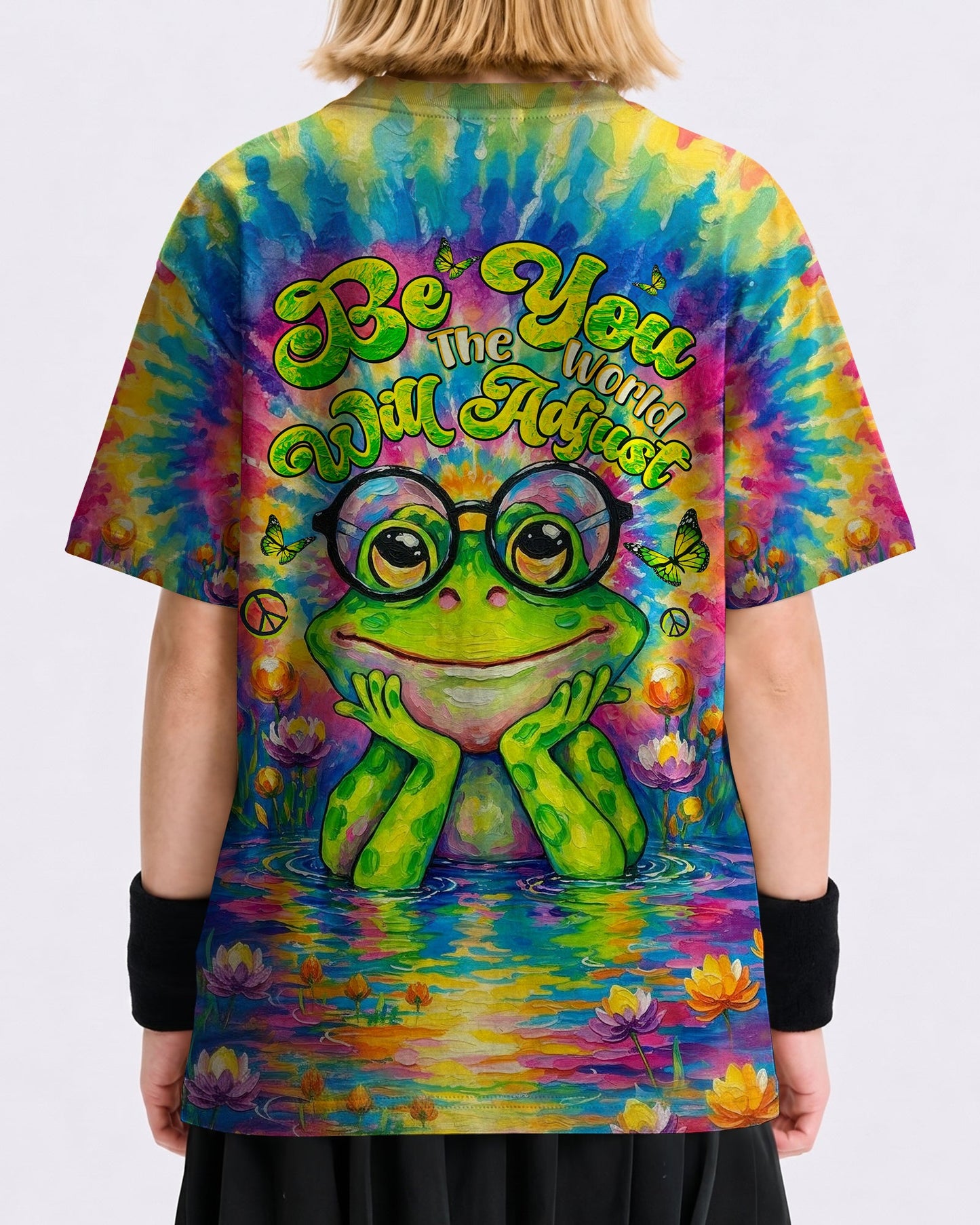 BE YOU THE WORLD WILL ADJUST FROG KIDS ALL OVER PRINT  - TLTW1106261