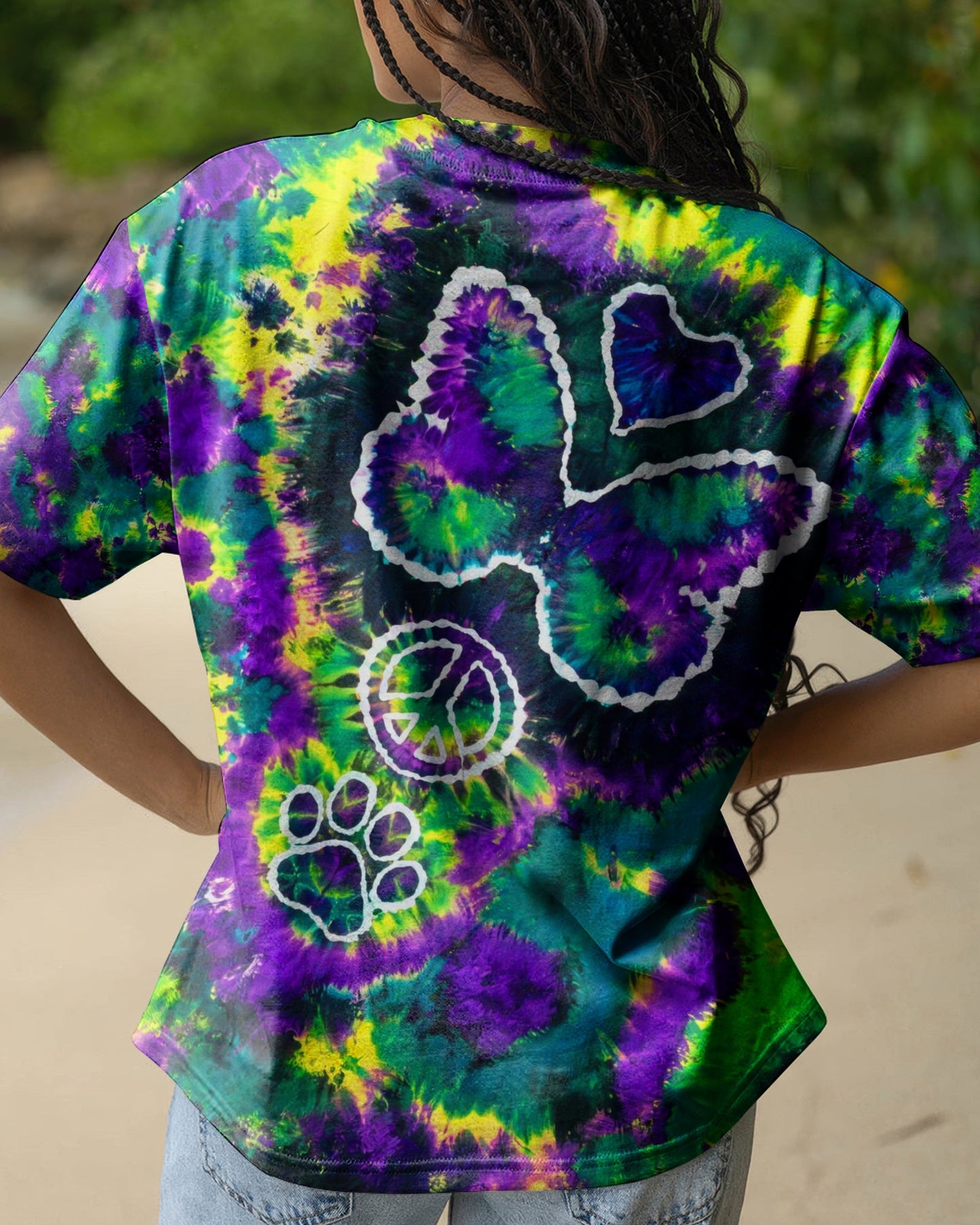 COSMIC BUTTERFLY PEACE LOVE PAW BURST ALL OVER PRINT - TLHG1506261