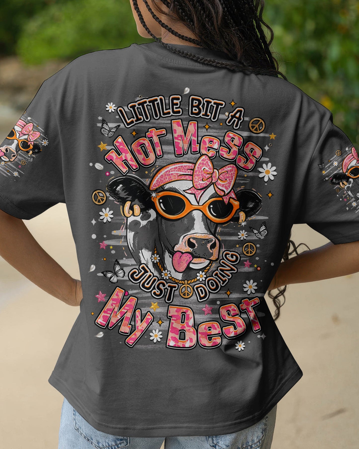 LITTLE BIT A HOT MESS COW ALL OVER PRINT  - TLHN1806264