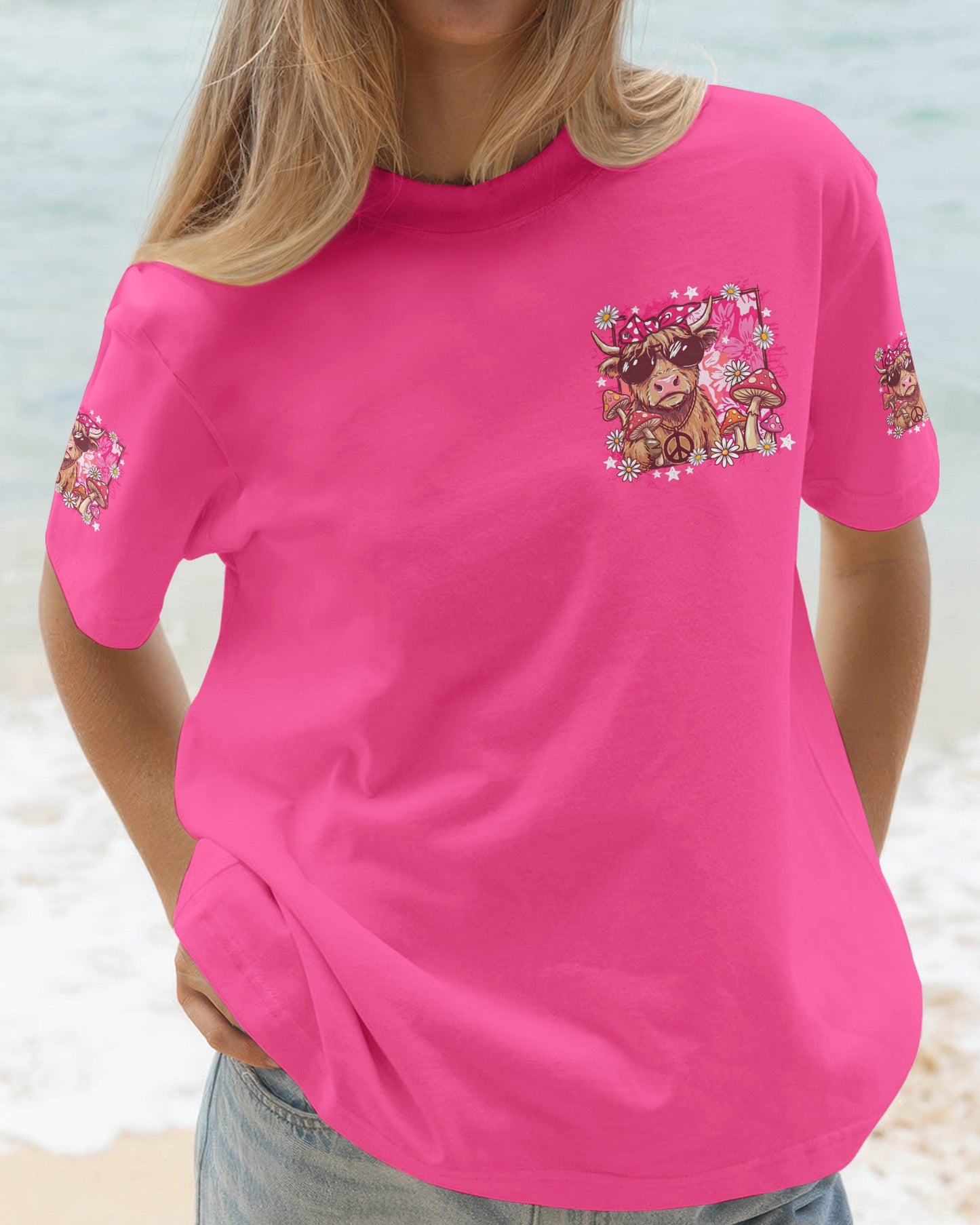 PEACE LOVE AND MOOO COW ALL OVER PRINT - TY1906262