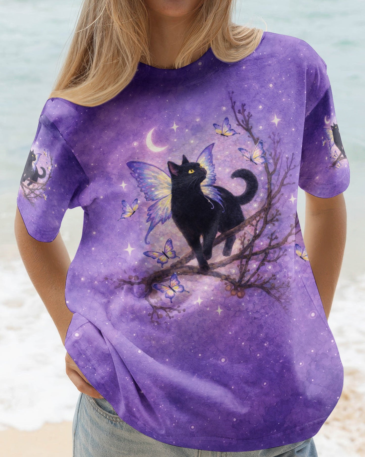 I BELIEVE THERE ARE ANGELS AMONG US BLACK CAT ALL OVER PRINT - TLNO1205261
