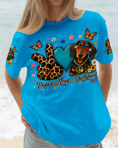 PEACE LOVE DACHSHUND DOG ALL OVER PRINT   - TLHN2005262