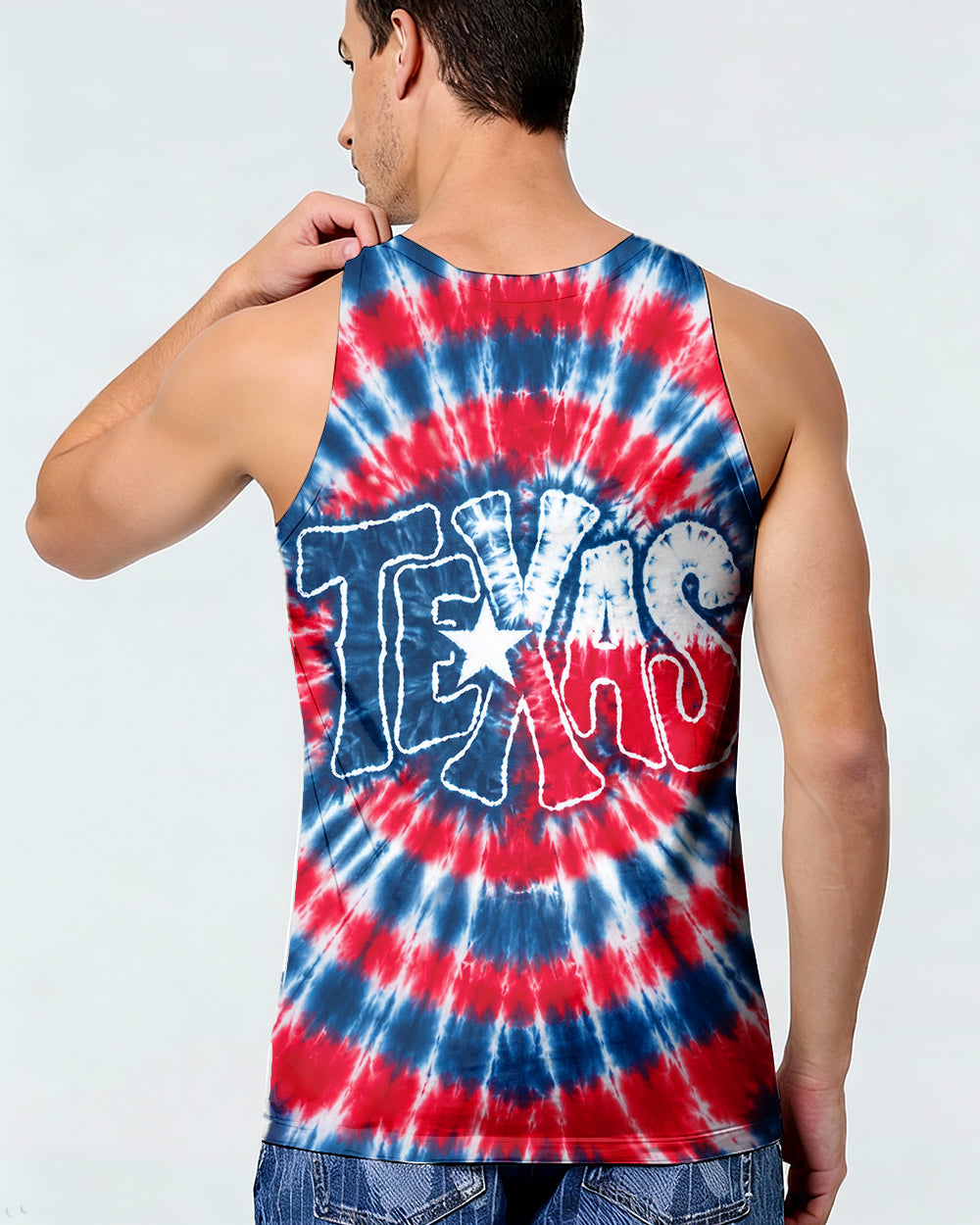 TEXAS RED WHITE & BLUE SWIRL ALL OVER PRINT   - TLHN1206263