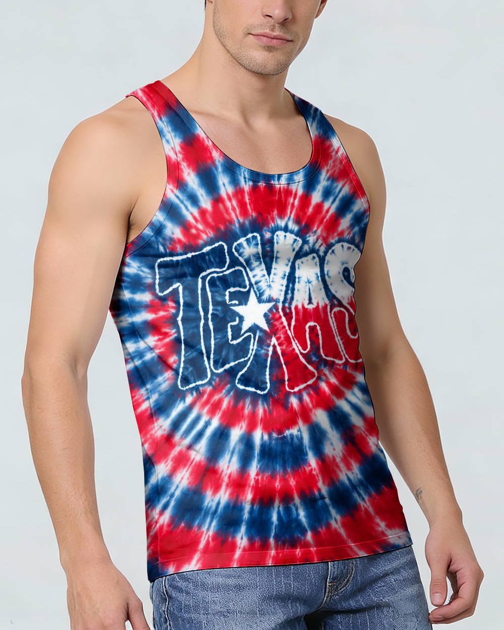 TEXAS RED WHITE & BLUE SWIRL ALL OVER PRINT   - TLHN1206263