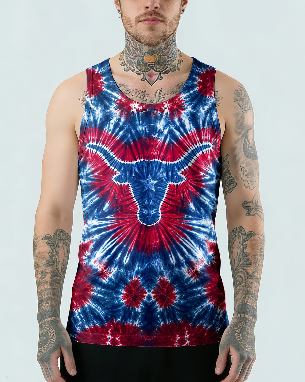LONGHORN TEXAS STATE RED WHITE & BLUE SWIRL ALL OVER PRINT - TLNT1206261