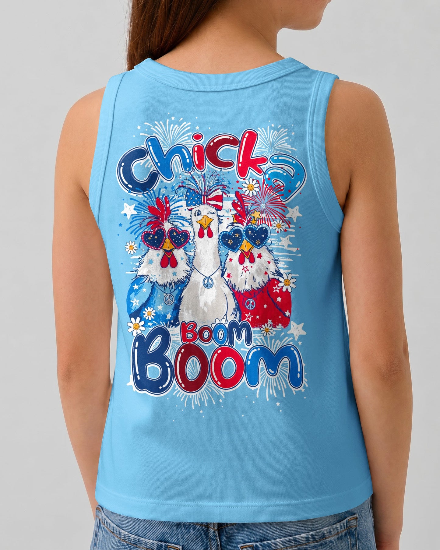 CHICKA BOOM BOOM HIPPIE CHICKEN KIDS ALL OVER PRINT - TY0406262