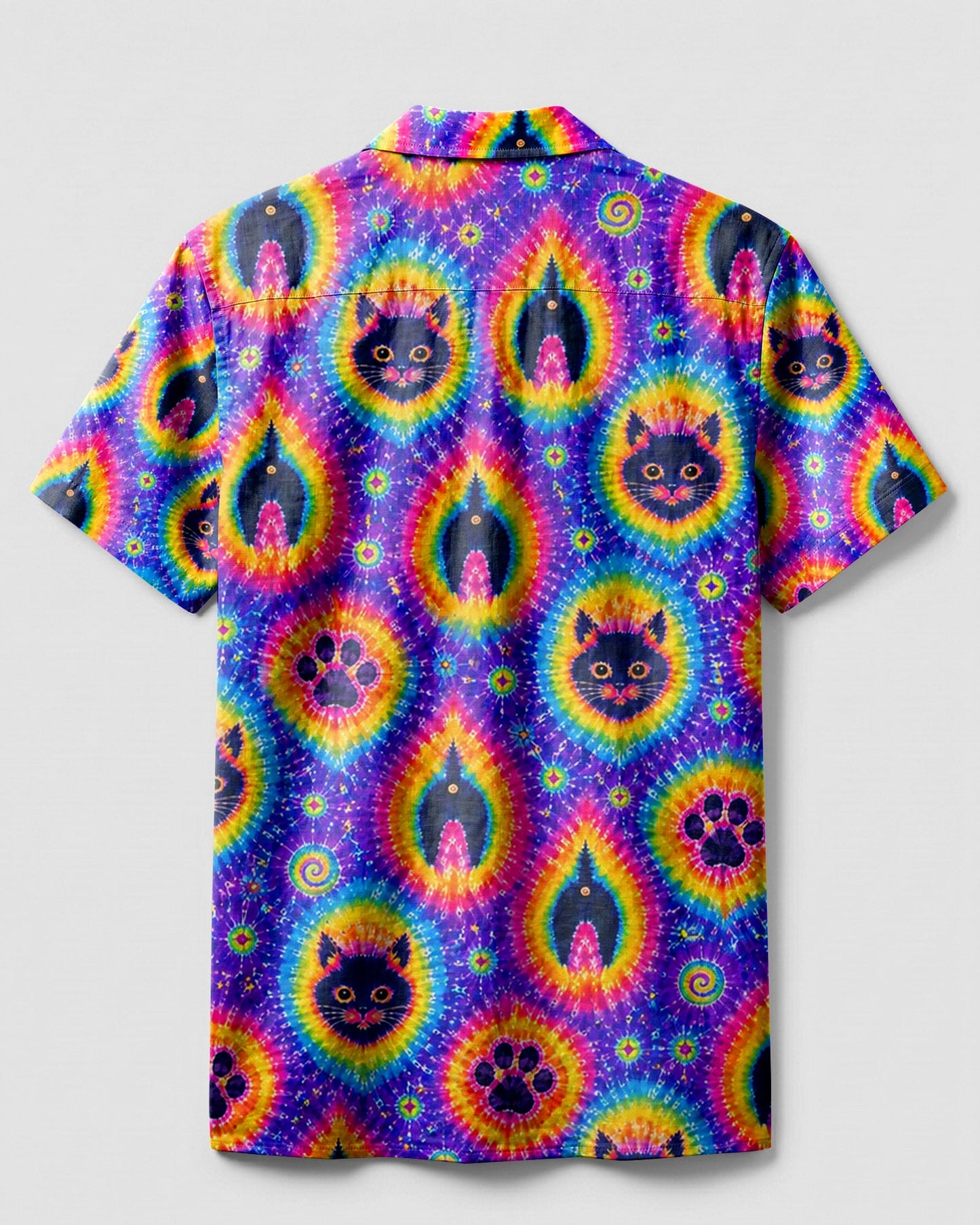 FUNNY CAT PAW PRINT CAMP SHIRT - TLHN1606263