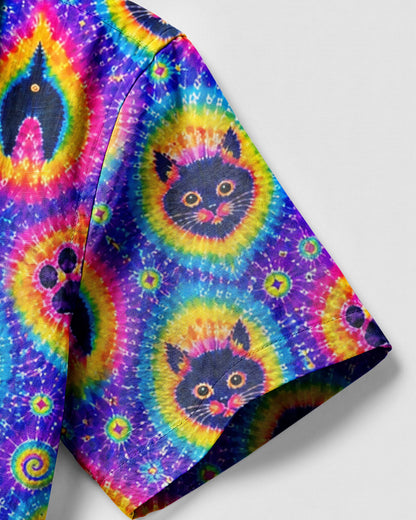 FUNNY CAT PAW PRINT CAMP SHIRT - TLHN1606263