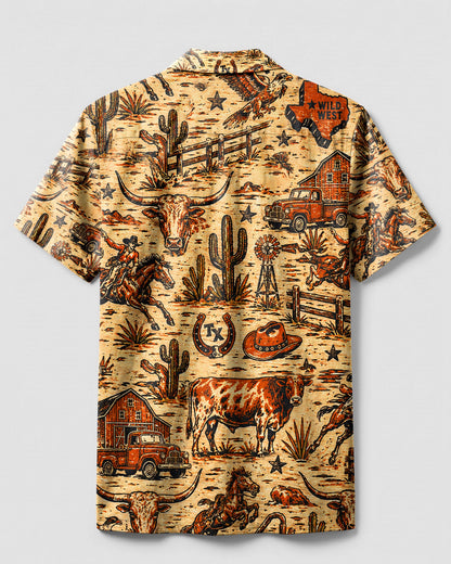 WILD WEST VINTAGE  TEXAS PATTERN CAMP SHIRT  - TLHN2606264