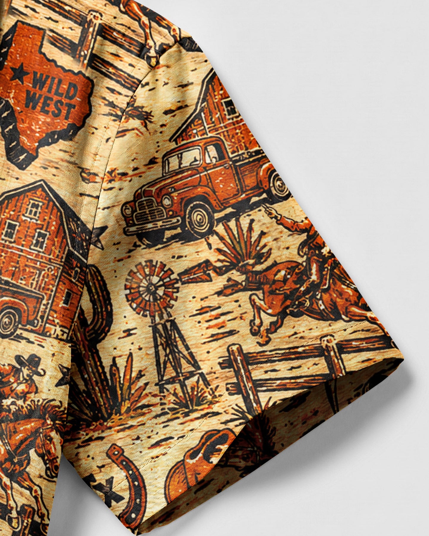WILD WEST VINTAGE  TEXAS PATTERN CAMP SHIRT  - TLHN2606264