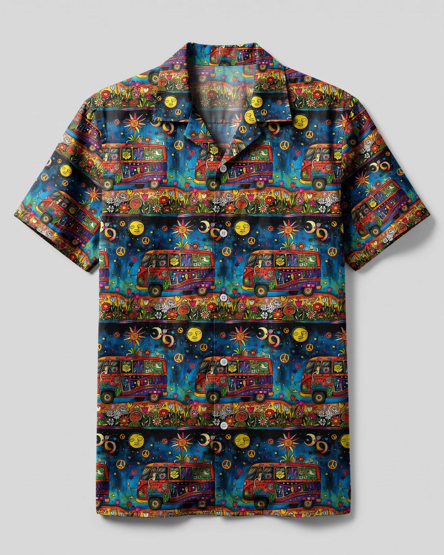 HIPPIE BUS FLOWER CAMP SHIRT - TLTW0904251