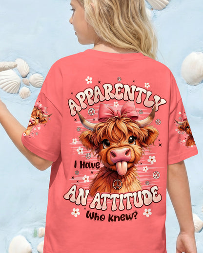 APPARENTLY I HAVE AN ATTITUDE WHO KNEW COW KIDS ALL OVER PRINT - TYPQ1006263