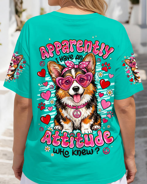 APPARENTLY I HAVE AN ATTITUDE WHO KNEW CORGI DOG ALL OVER PRINT - TYPQ1605261