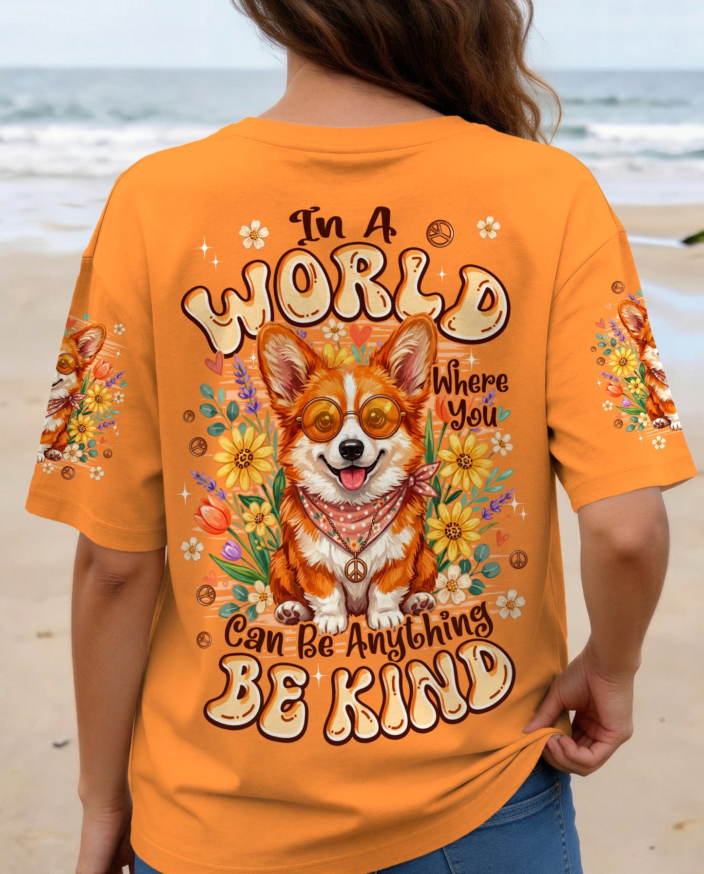 IN A WORLD WHERE YOU CAN BE ANYTHING BE KIND CORGI DOG ALL OVER PRINT - TYPQ2304262