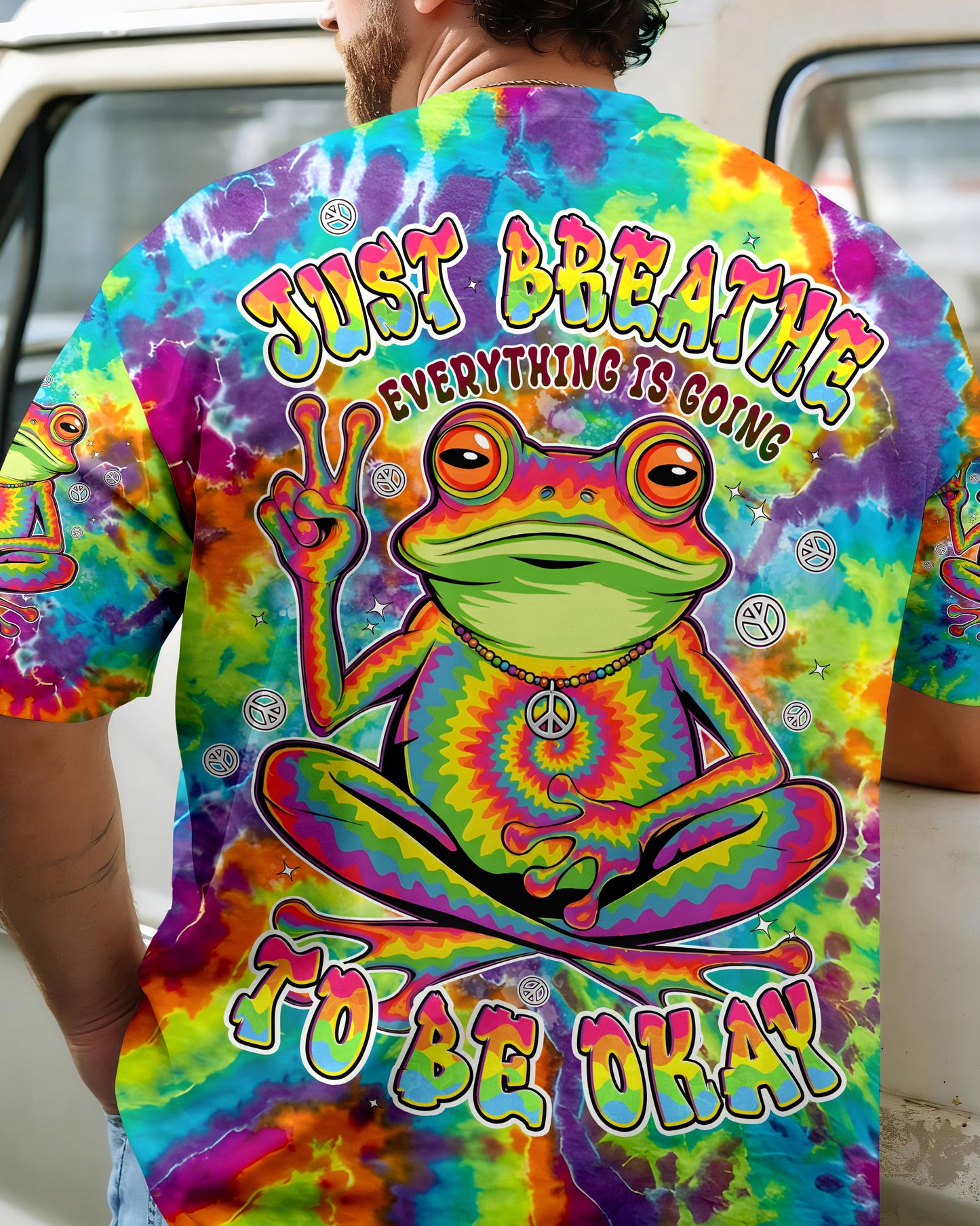 JUST BREATHE COLORFUL FROG ALL OVER PRINT - TYPQ2906261