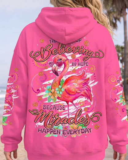 MIRACLES HAPPEN EVERYDAY FLAMINGO ALL OVER PRINT - TYPQ3006261