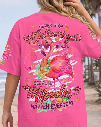 MIRACLES HAPPEN EVERYDAY FLAMINGO ALL OVER PRINT - TYPQ3006261