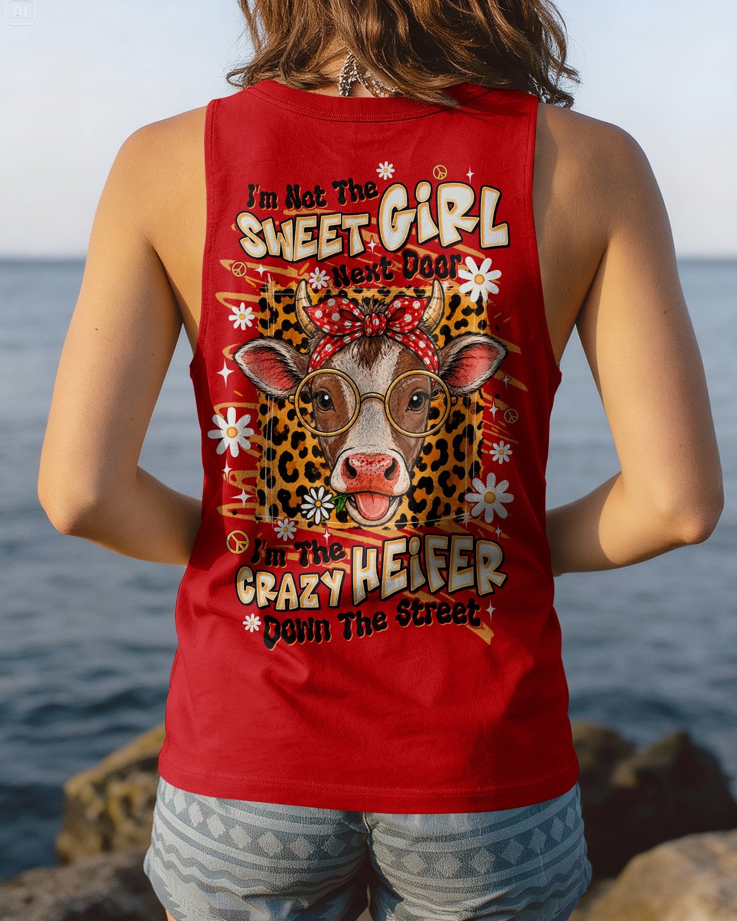 CRAZY HEIFER DOWN THE STREET COW ALL OVER PRINT  - TLTW2306262