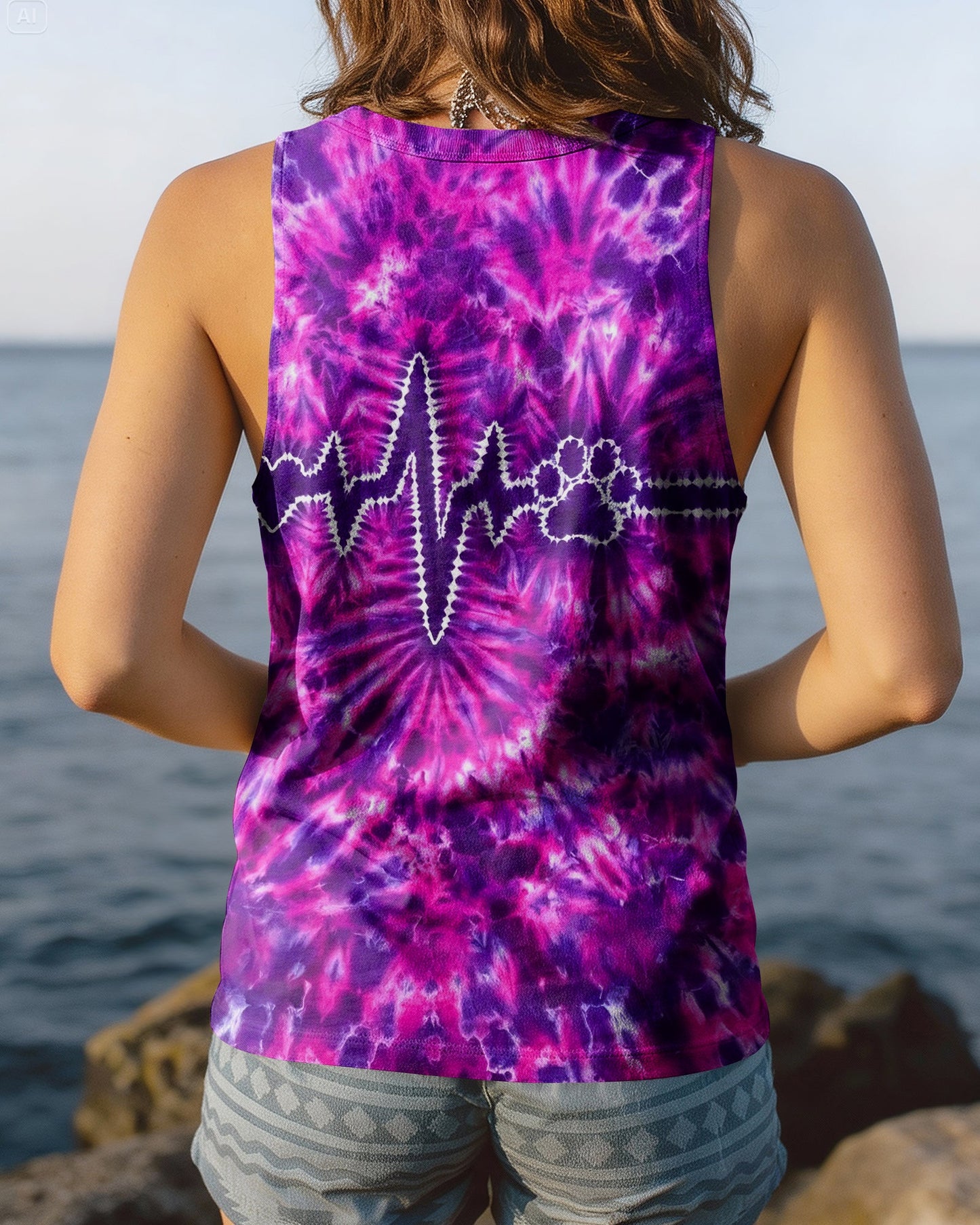 HEARTBEAT PAW PRINT PURPLE PINK BURST ALL OVER PRINT - TLHG1706261