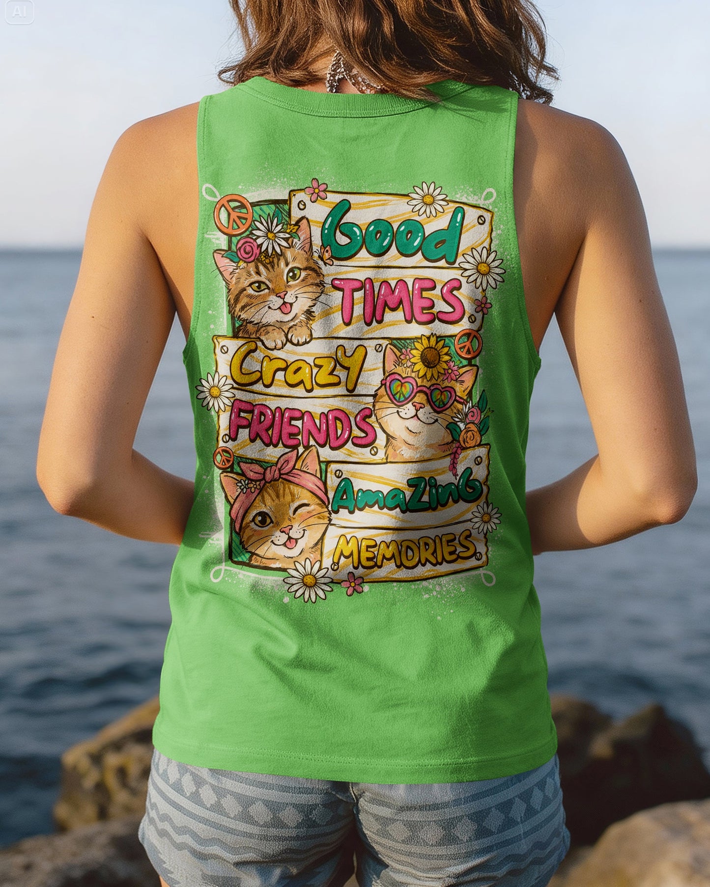 GOOD TIMES CRAZY FRIEND CAT ALL OVER PRINT - TLNO1007261