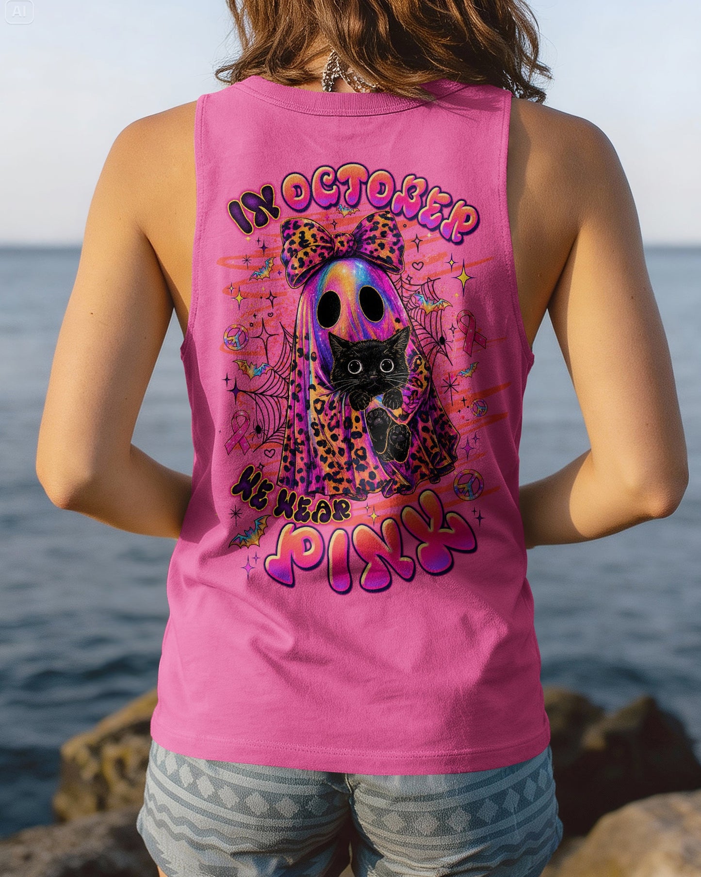IN OCTOBER WE WEAR PINK BOO BLACK CAT BREAST CANCER AWARENESS ALL OVER PRINT  - TLTW1507265