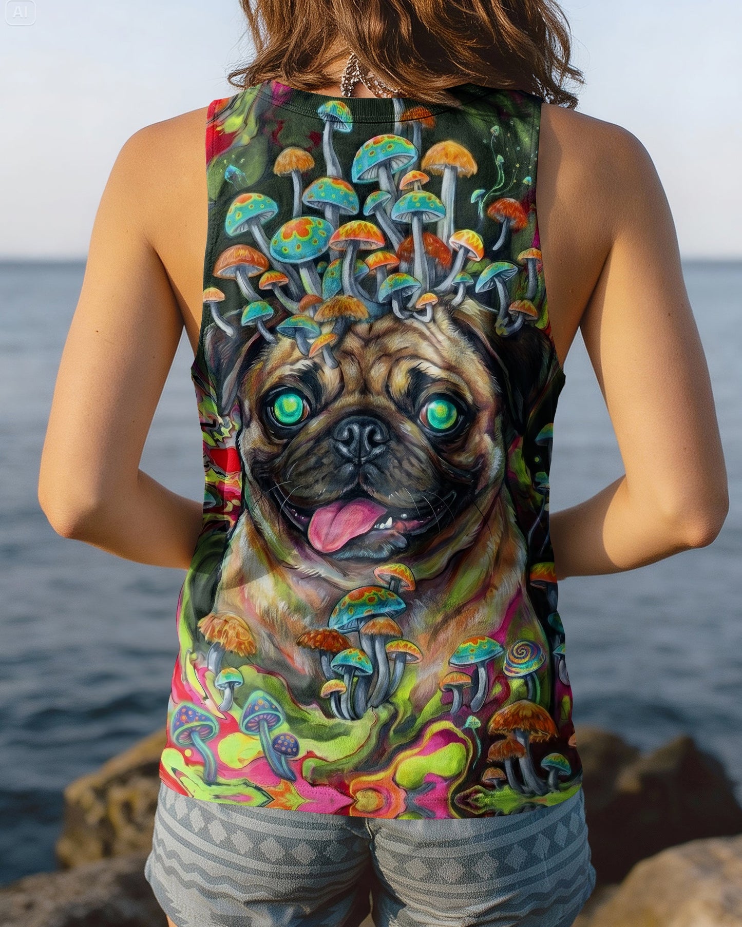 VIBRANT PUG MAGIC MUSHROOM ALL OVER PRINT - RITD0906261