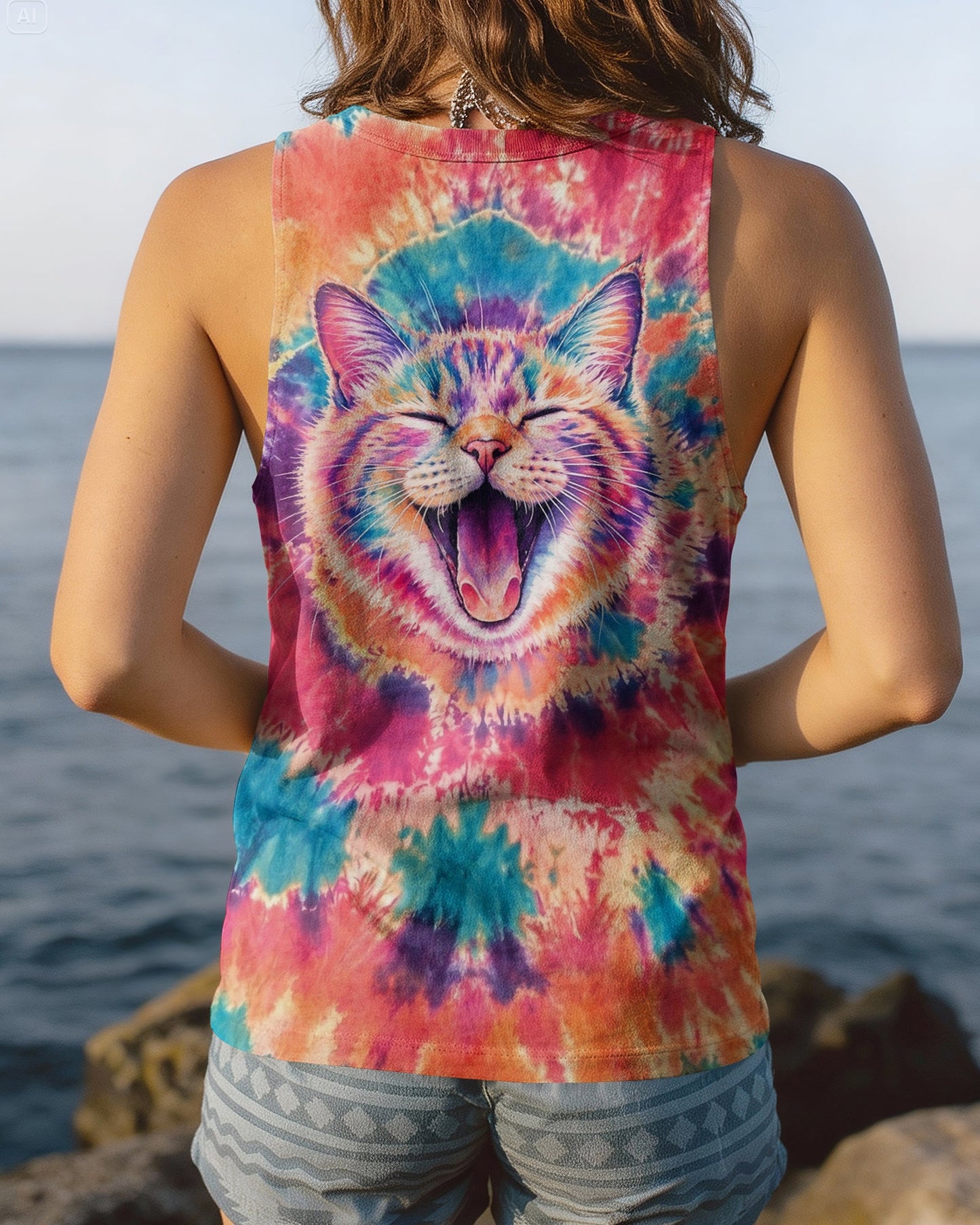 JOYFUL CAT WATERCOLOR PATTERN  ALL OVER PRINT - TLNO2404261
