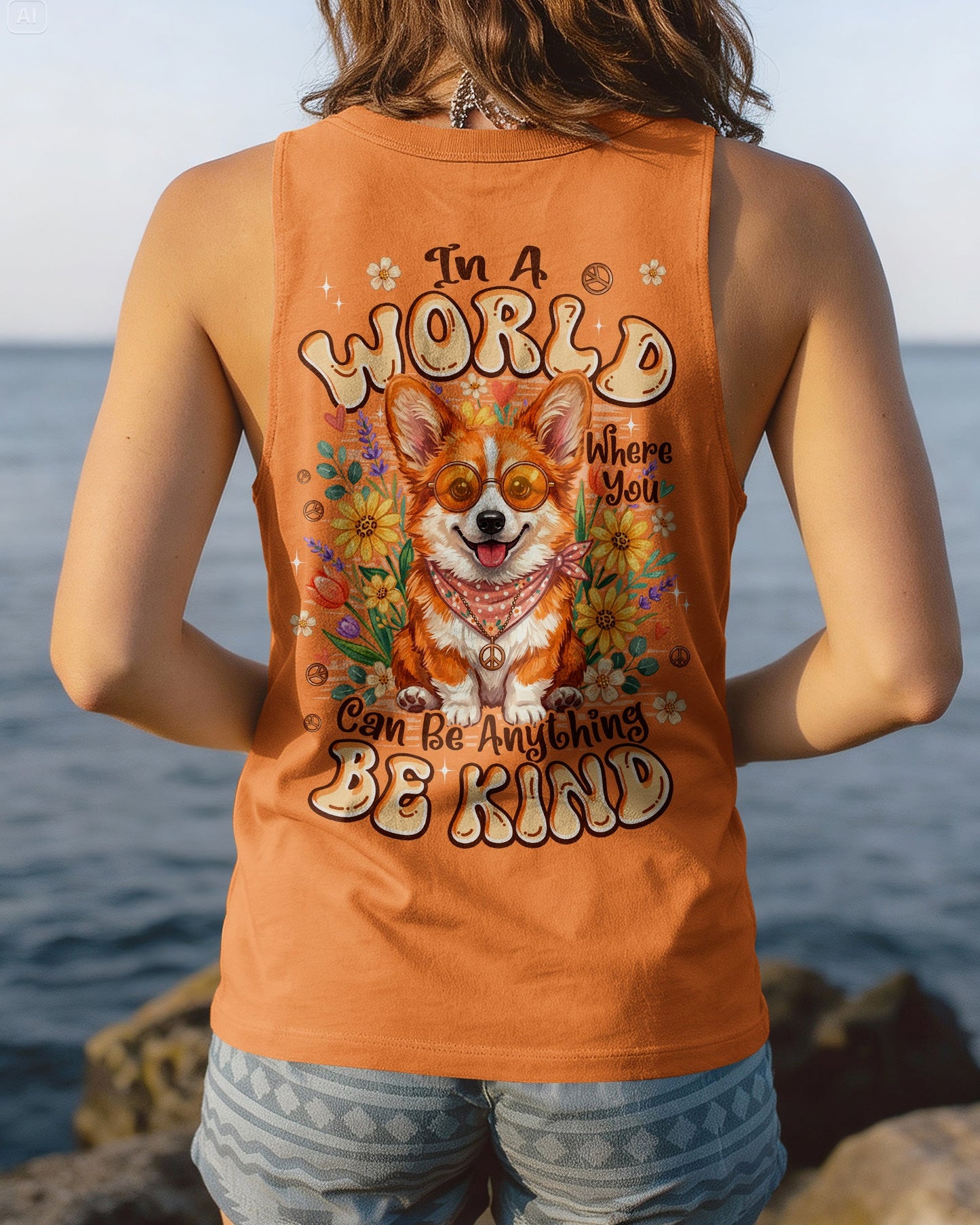 IN A WORLD WHERE YOU CAN BE ANYTHING BE KIND CORGI DOG ALL OVER PRINT - TYPQ2304262