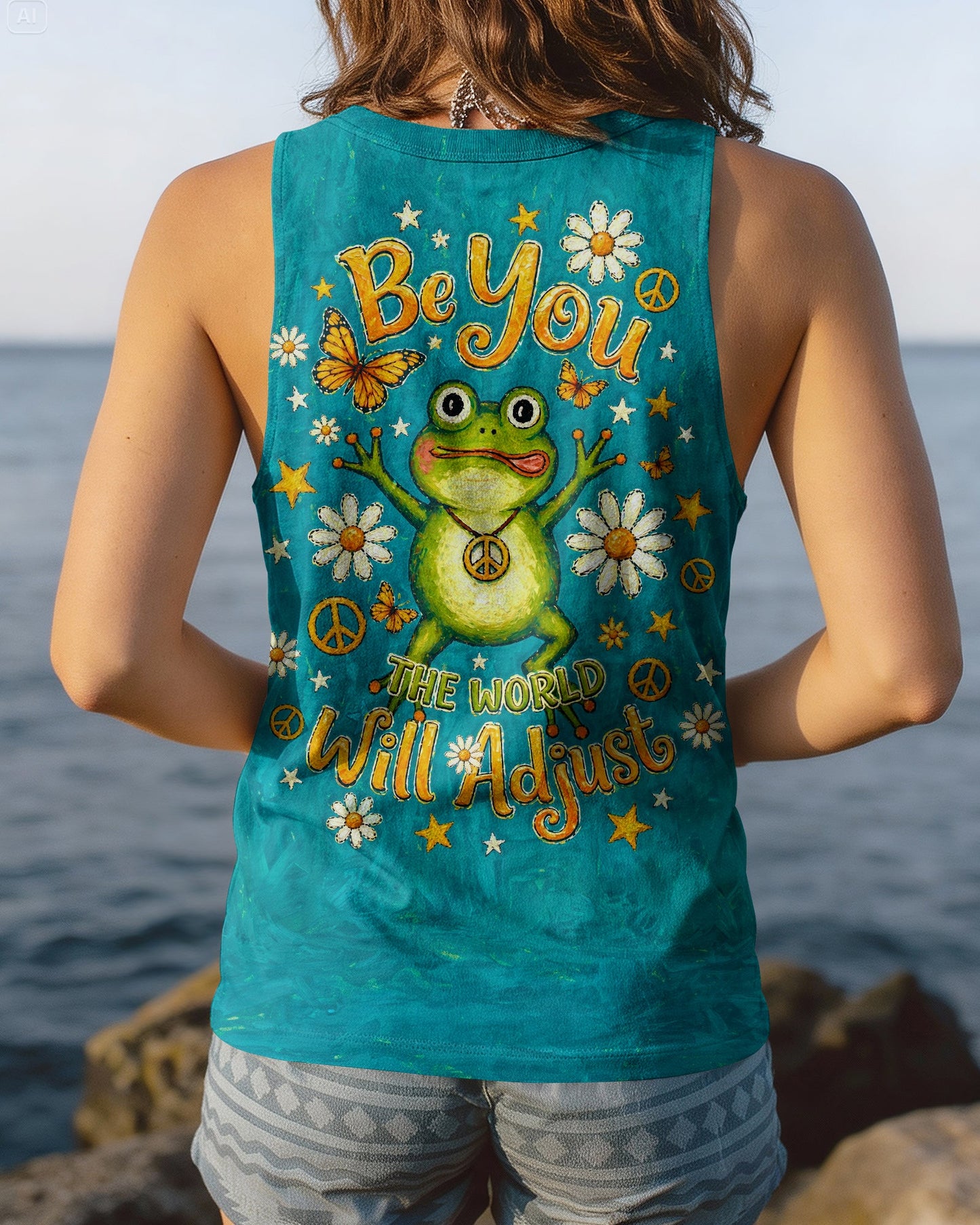 BE YOU THE WORLD WILL ADJUST FROG ALL OVER PRINT  - TLNO2804262