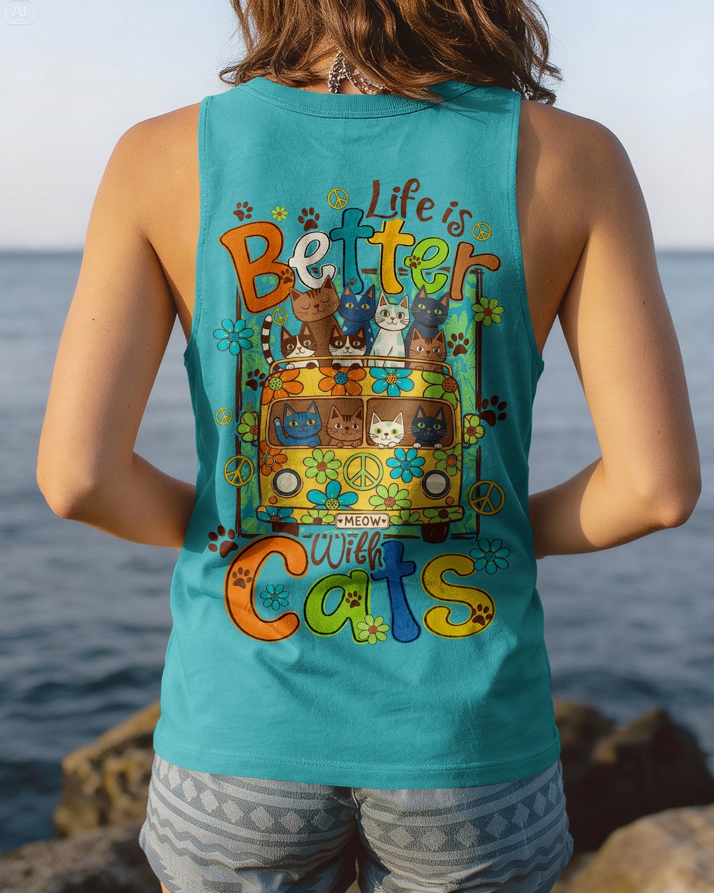 LIFE IS BETTER WITH CATS ALL OVER PRINT - TYQY2206261