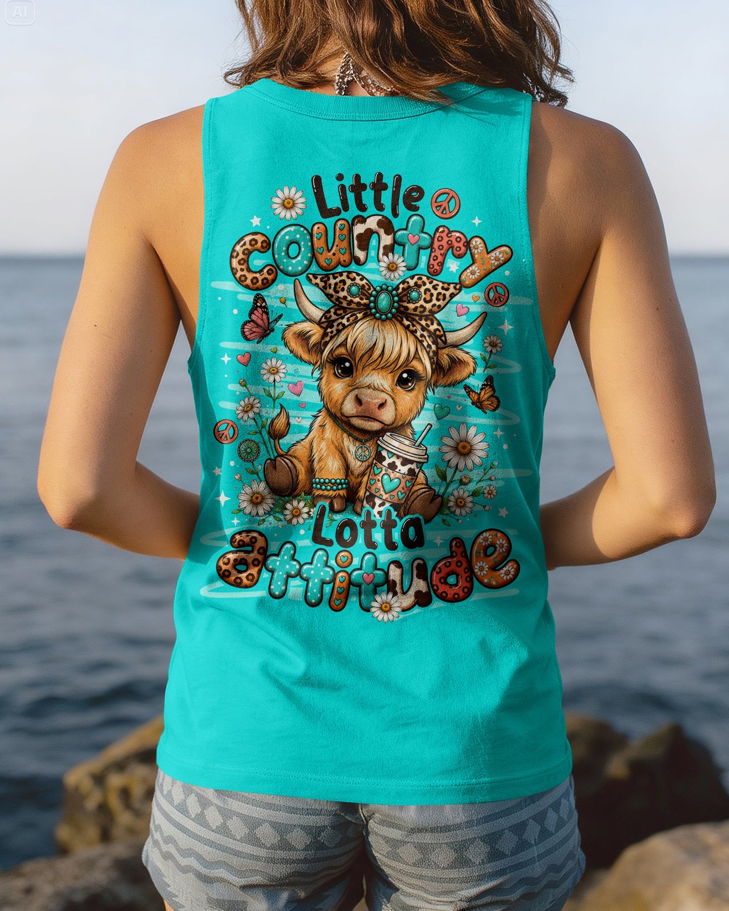 LITTLE COUNTRY LOTTA ATTITUDE COW ALL OVER PRINT  - TLNO0906263