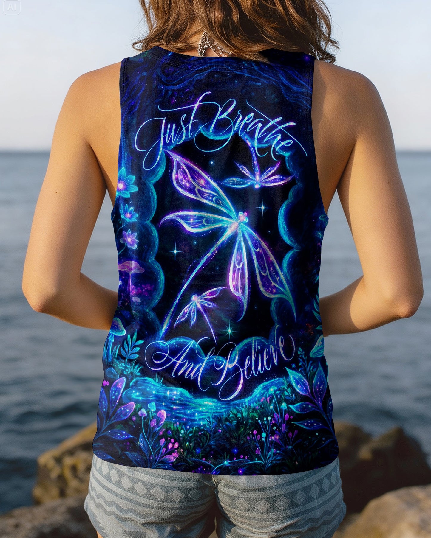 JUST BREATHE AND BELIEVE DRAGONFLY ALL OVER PRINT - RI1405261