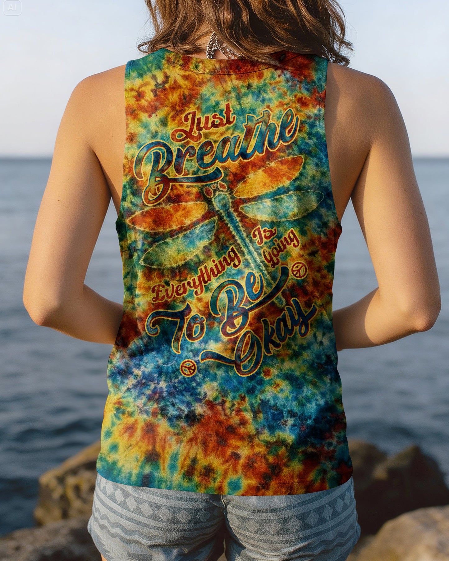 JUST BREATHE DRAGONFLY SWIRL  ALL OVER PRINT  - TLTW1704261