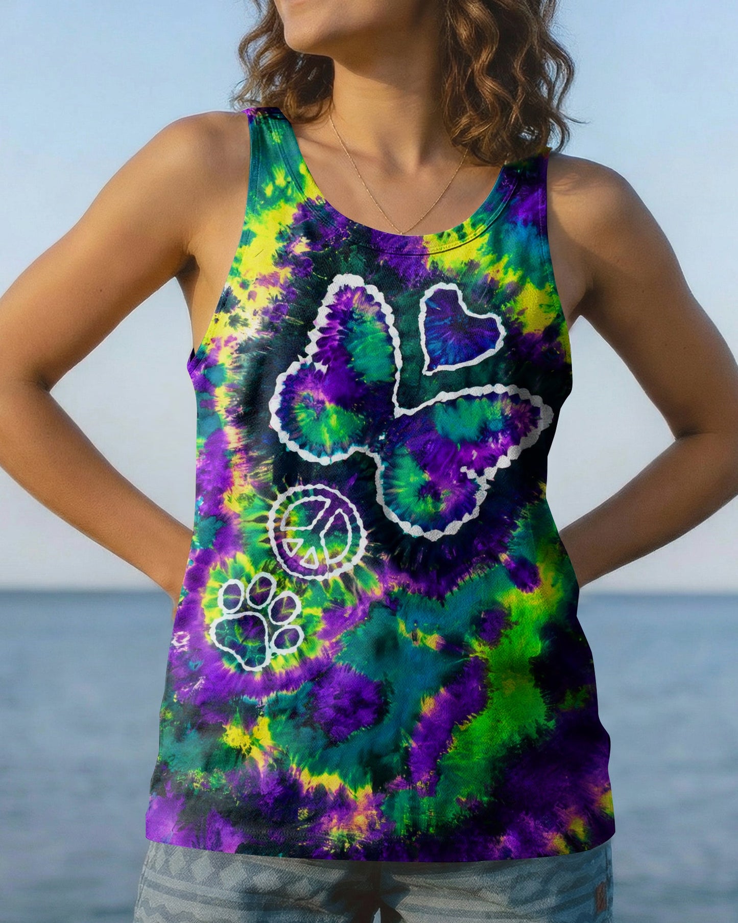 COSMIC BUTTERFLY PEACE LOVE PAW BURST ALL OVER PRINT - TLHG1506261