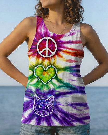 PEACE LOVE CAT FACE ALL OVER PRINT - TLHG15042641