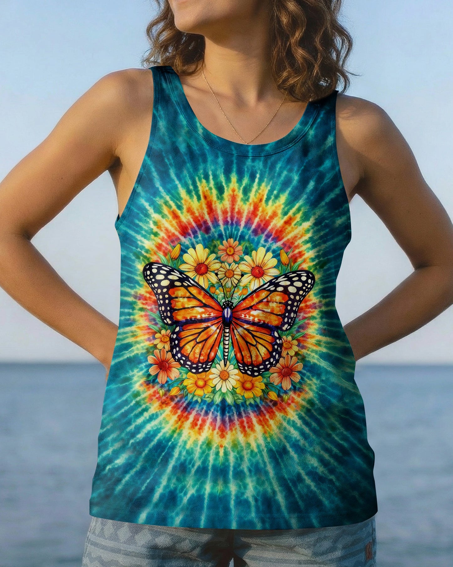 JUST BREATHE BUTTERFLY FLORAL SWIRL ALL OVER PRINT - TLHG0704262