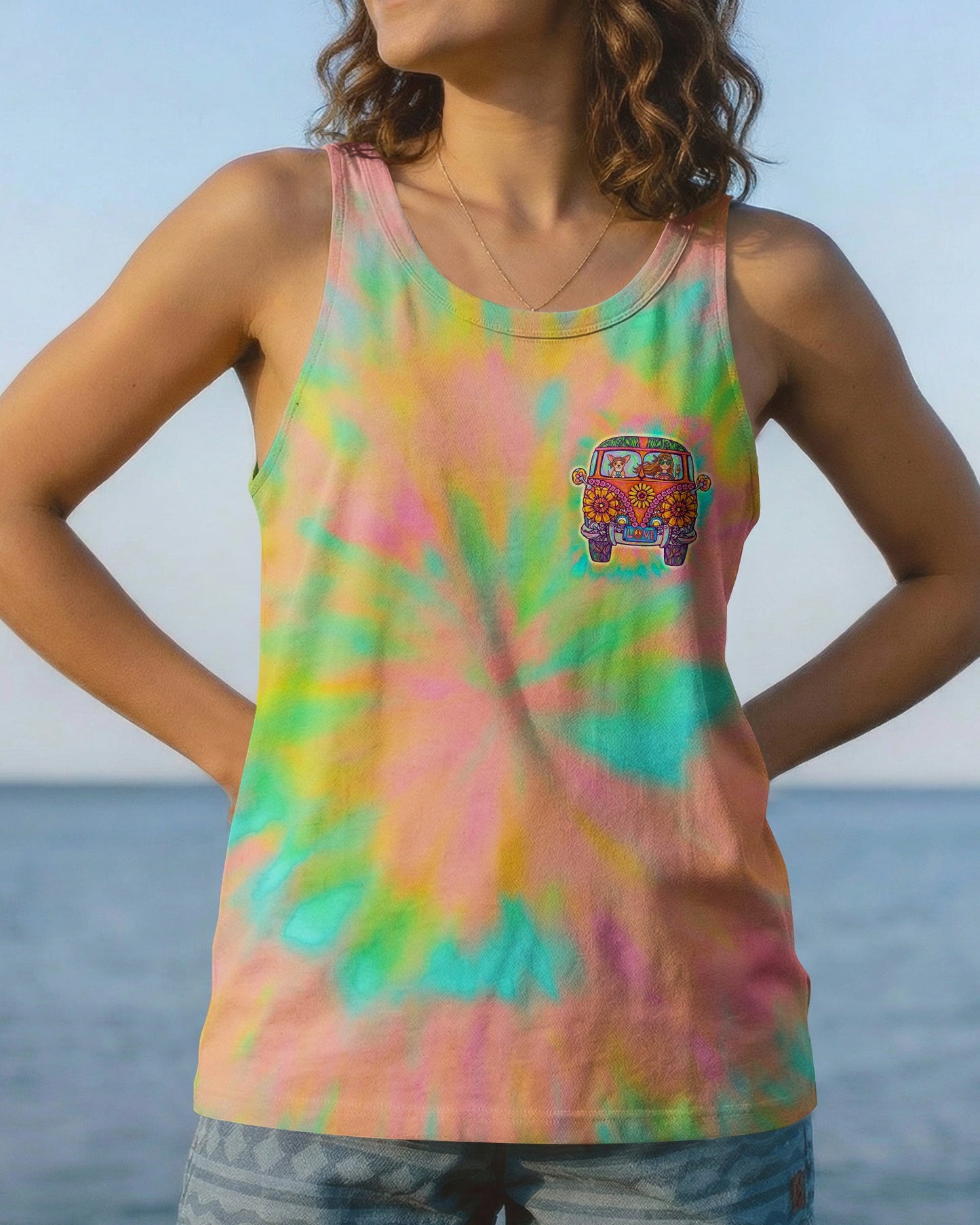 A BOHO GIRL & CHIHUAHUA COLORFUL ALL OVER PRINT - KM1304261
