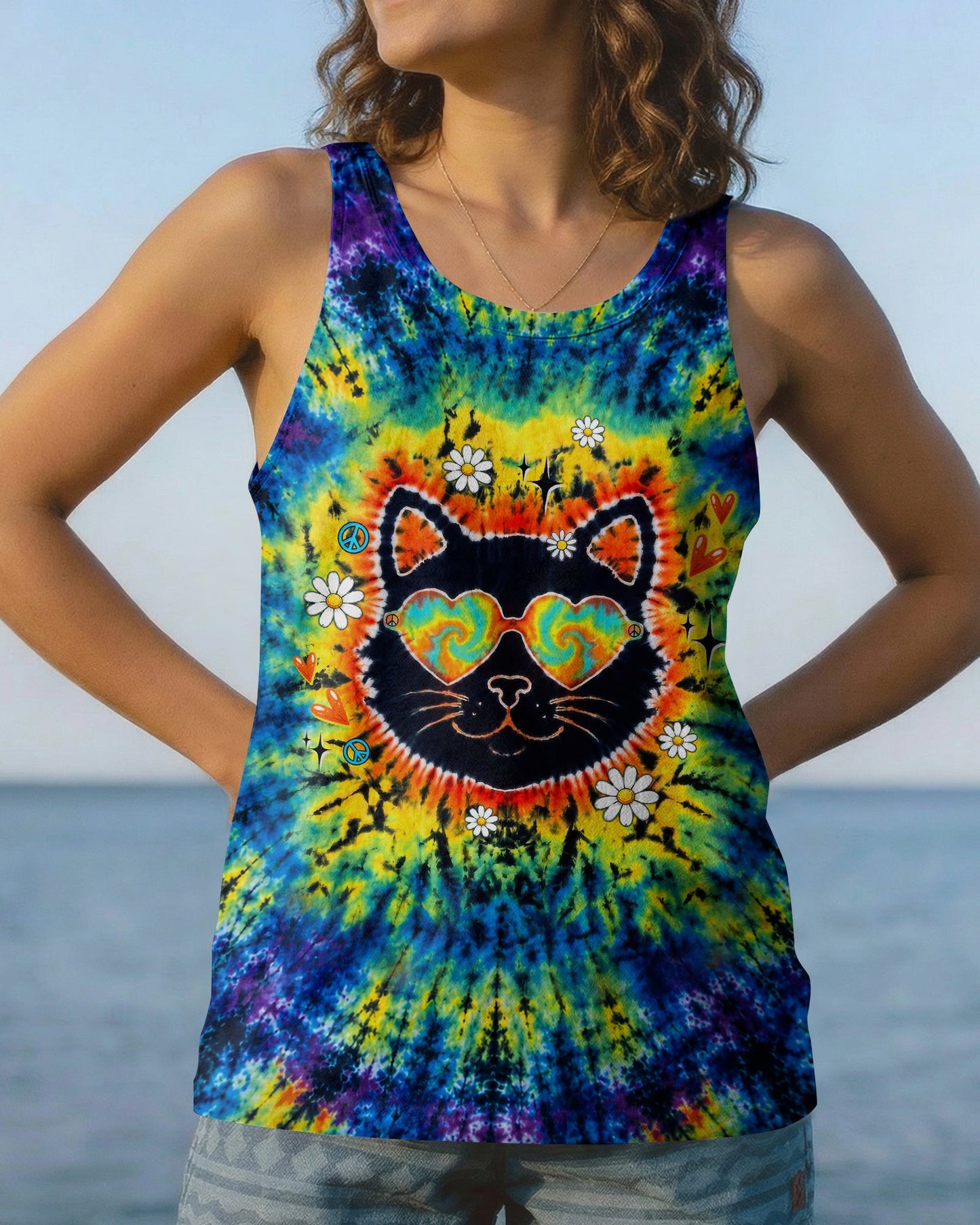 PEACE LOVE AND MEOW CAT BURST ALL OVER PRINT - TLTW0907262
