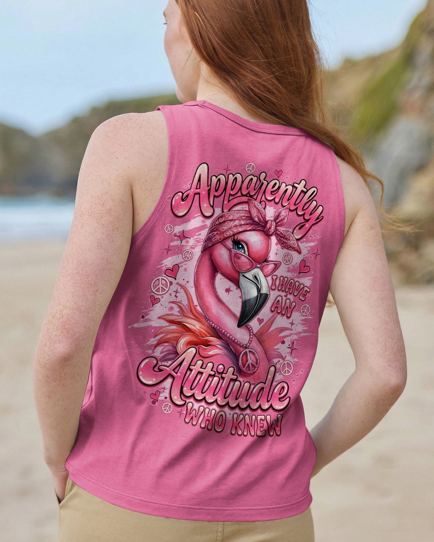 APPARENTLY I HAVE AN ATTITUDE WHO KNEW FLAMINGO ALL OVER PRINT - TYQY1804261