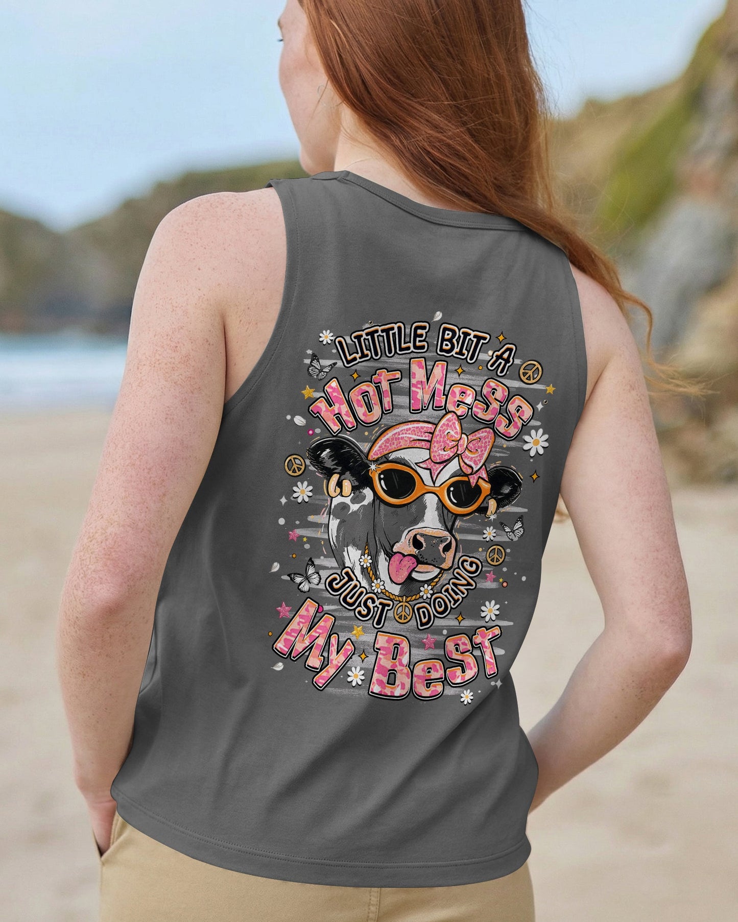 LITTLE BIT A HOT MESS COW ALL OVER PRINT  - TLHN1806264